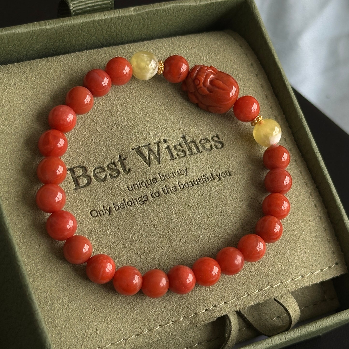 South Red Agate Bracelet: PiXiou With Beeswak