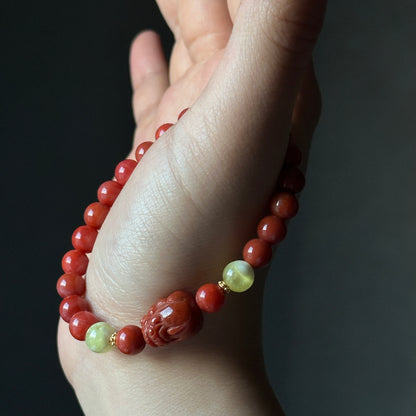 South Red Agate Bracelet: PiXiou With Beeswak