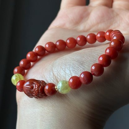 South Red Agate Bracelet: PiXiou With Beeswak