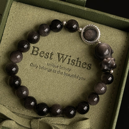 Silver Obsidian Bracelet [Astronaunt]: Energy Guardian of the Mysterious Night Sky