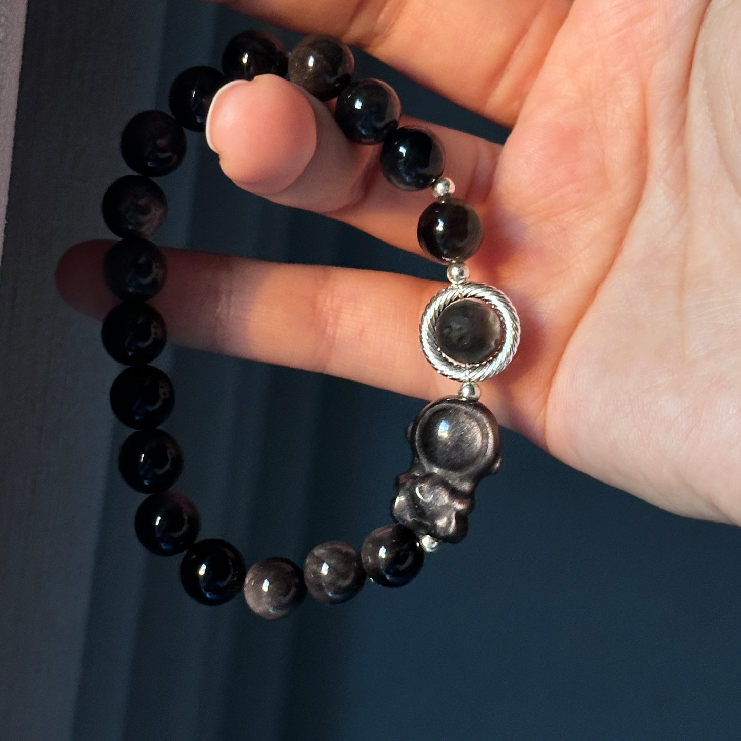 Silver Obsidian Bracelet [Astronaunt]: Energy Guardian of the Mysterious Night Sky