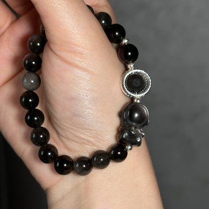 Silver Obsidian Bracelet [Astronaunt]: Energy Guardian of the Mysterious Night Sky