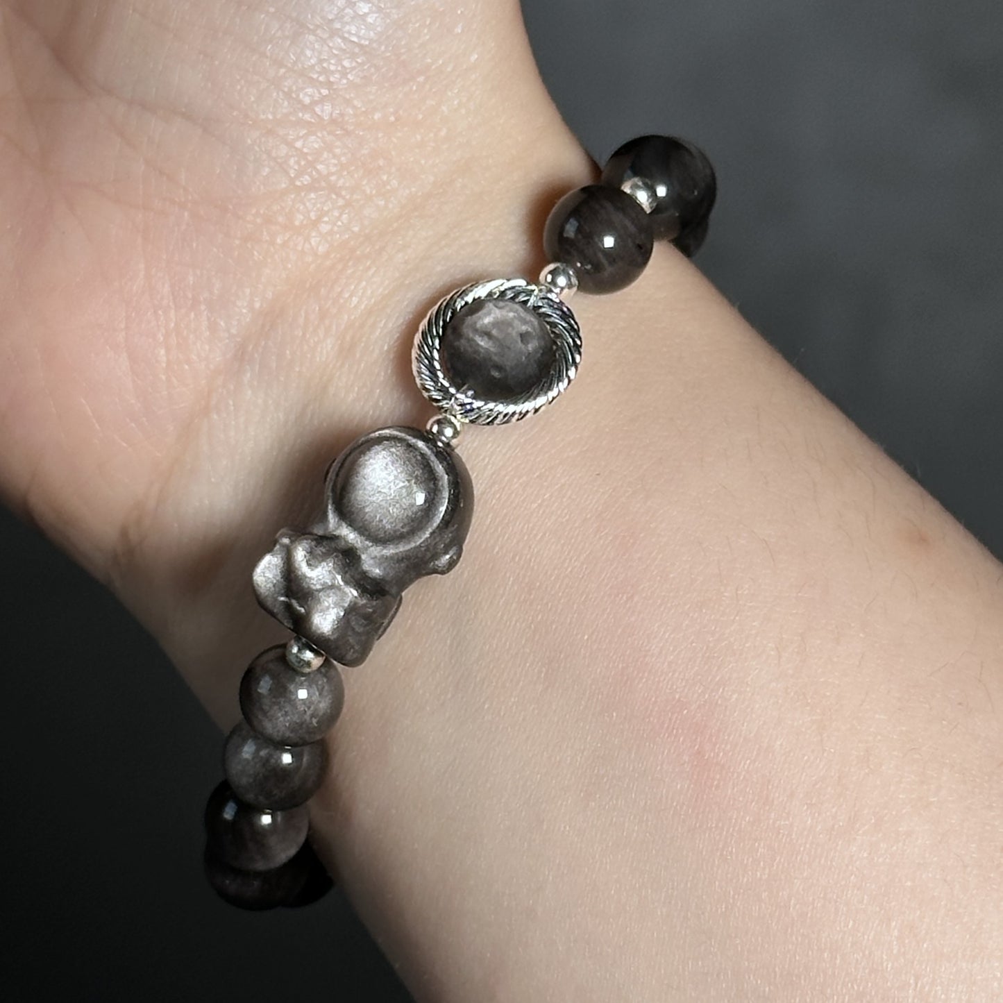 Silver Obsidian Bracelet [Astronaunt]: Energy Guardian of the Mysterious Night Sky