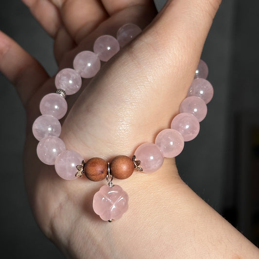 Rose Quartz Bracelet: S925 and Clover