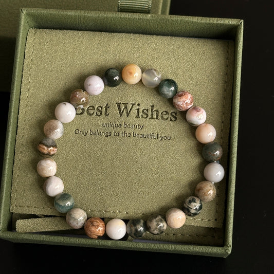 Ocean Jasper Crystal Bracelet[Yellow]: Energy from the Ocean