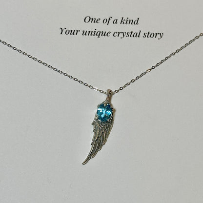 The Wing of Sky: Natural Blue Topaz Silver Necklace