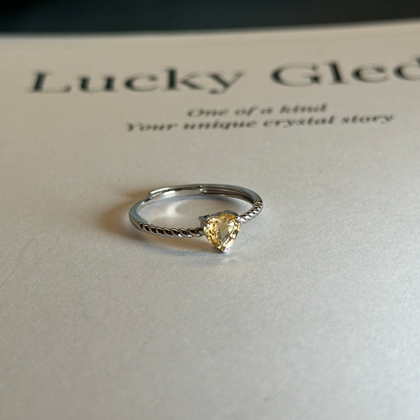 Heart/Teardrop-Natural Citrine Silver Rings Set