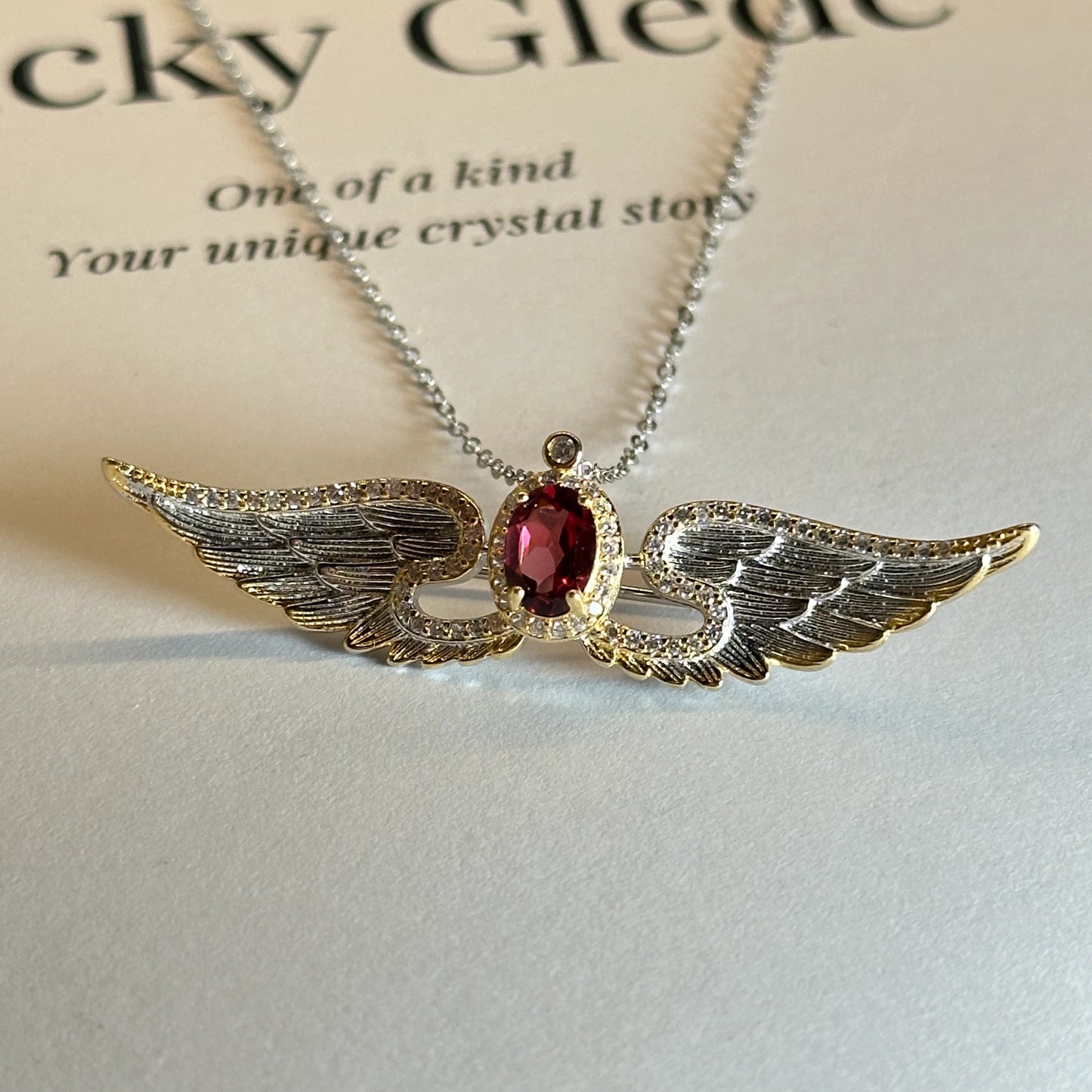 Wings of Liberty Versatile Brooch/Necklace-Garnet