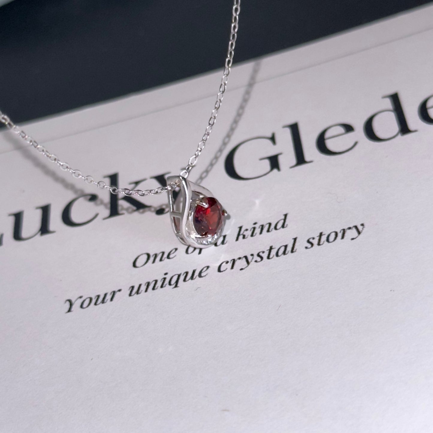 Natural Garnet Teardrop Silver Necklace