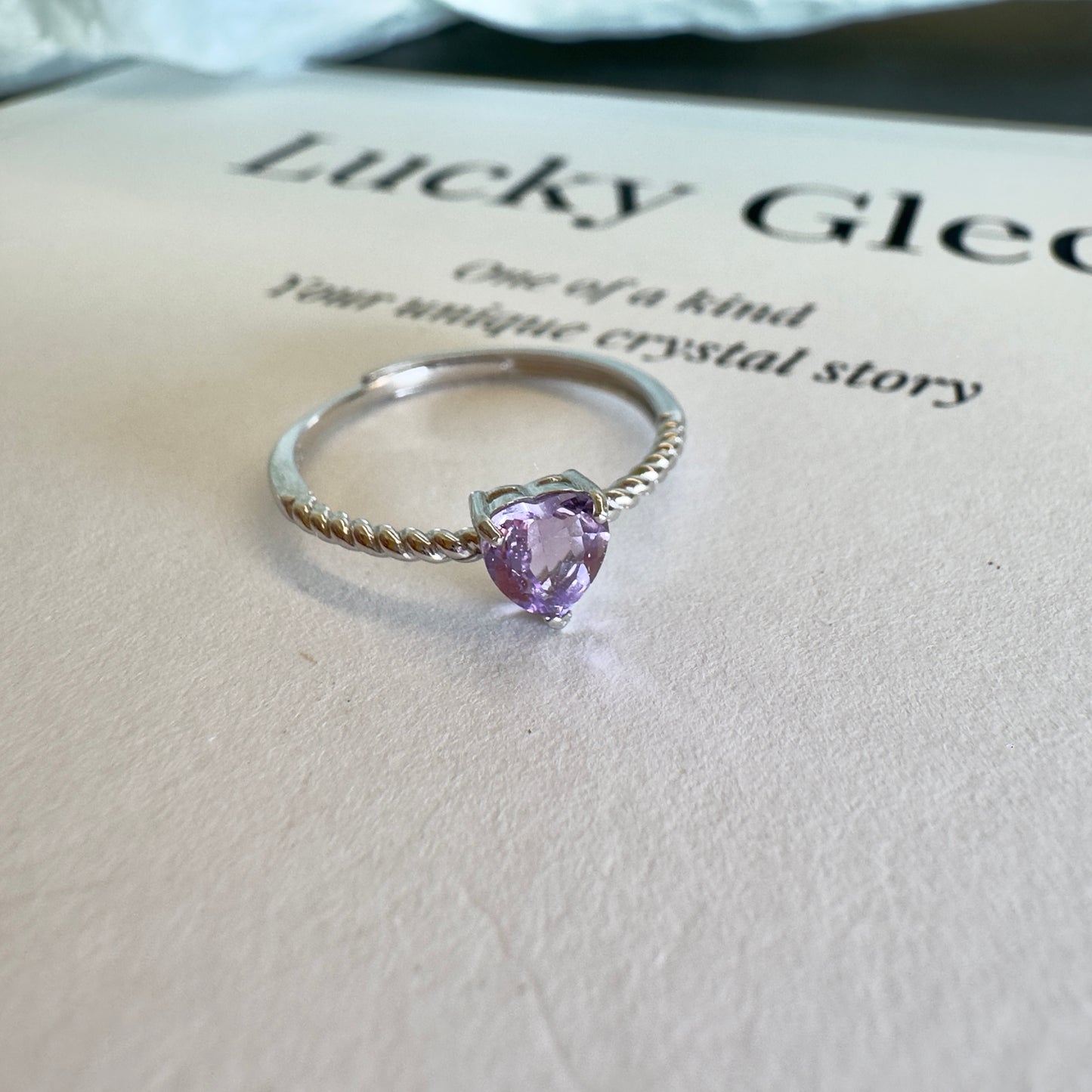 Heart/Sunflower/Cube-Natural Amethyst Ring Silver Rings Set