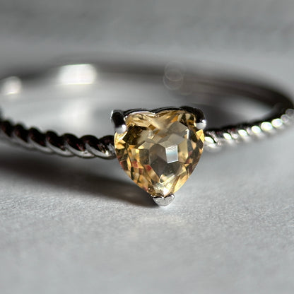 Heart/Teardrop-Natural Citrine Silver Rings Set