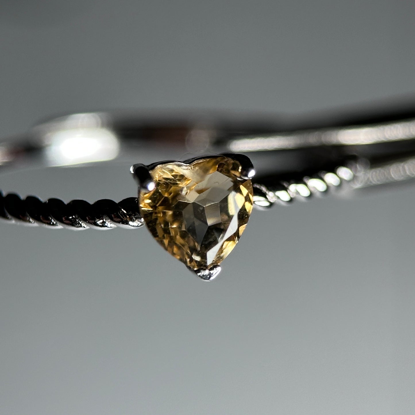 Heart/Teardrop-Natural Citrine Silver Rings Set