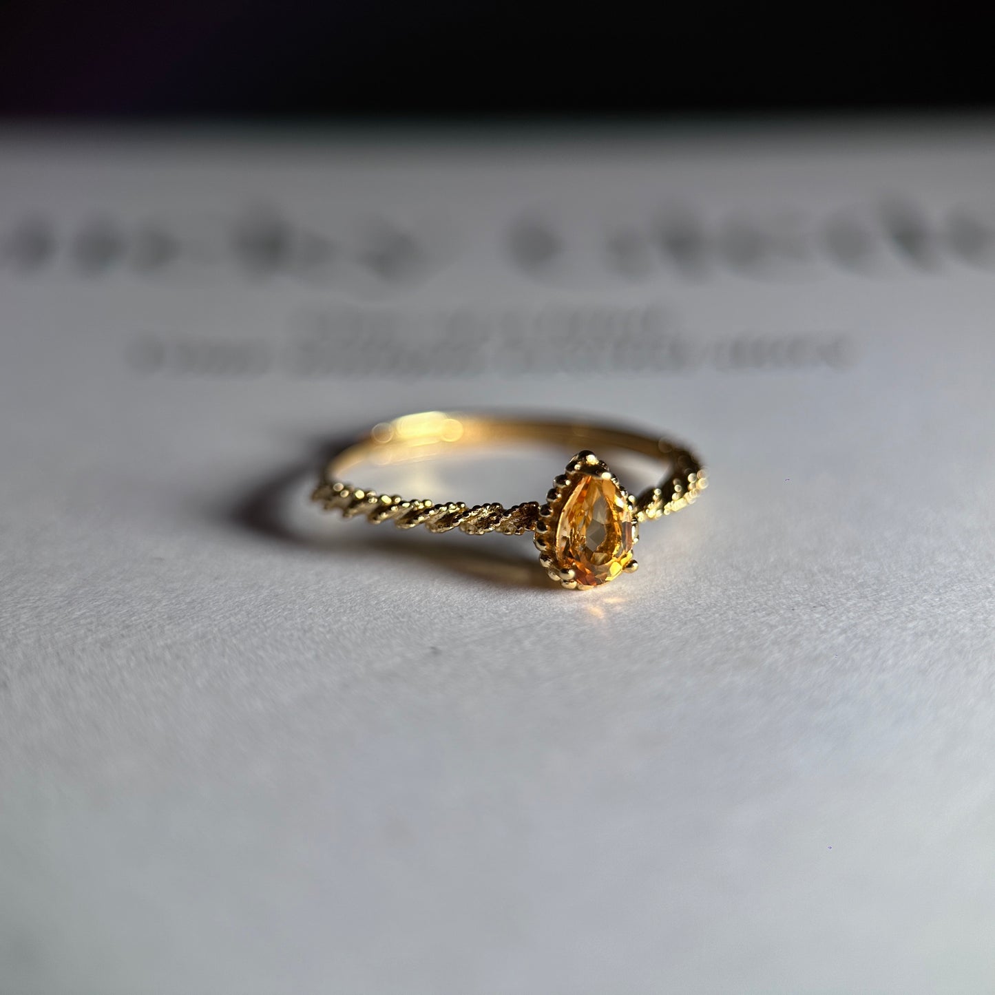 Heart/Teardrop-Natural Citrine Silver Rings Set