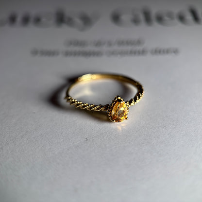 Heart/Teardrop-Natural Citrine Silver Rings Set