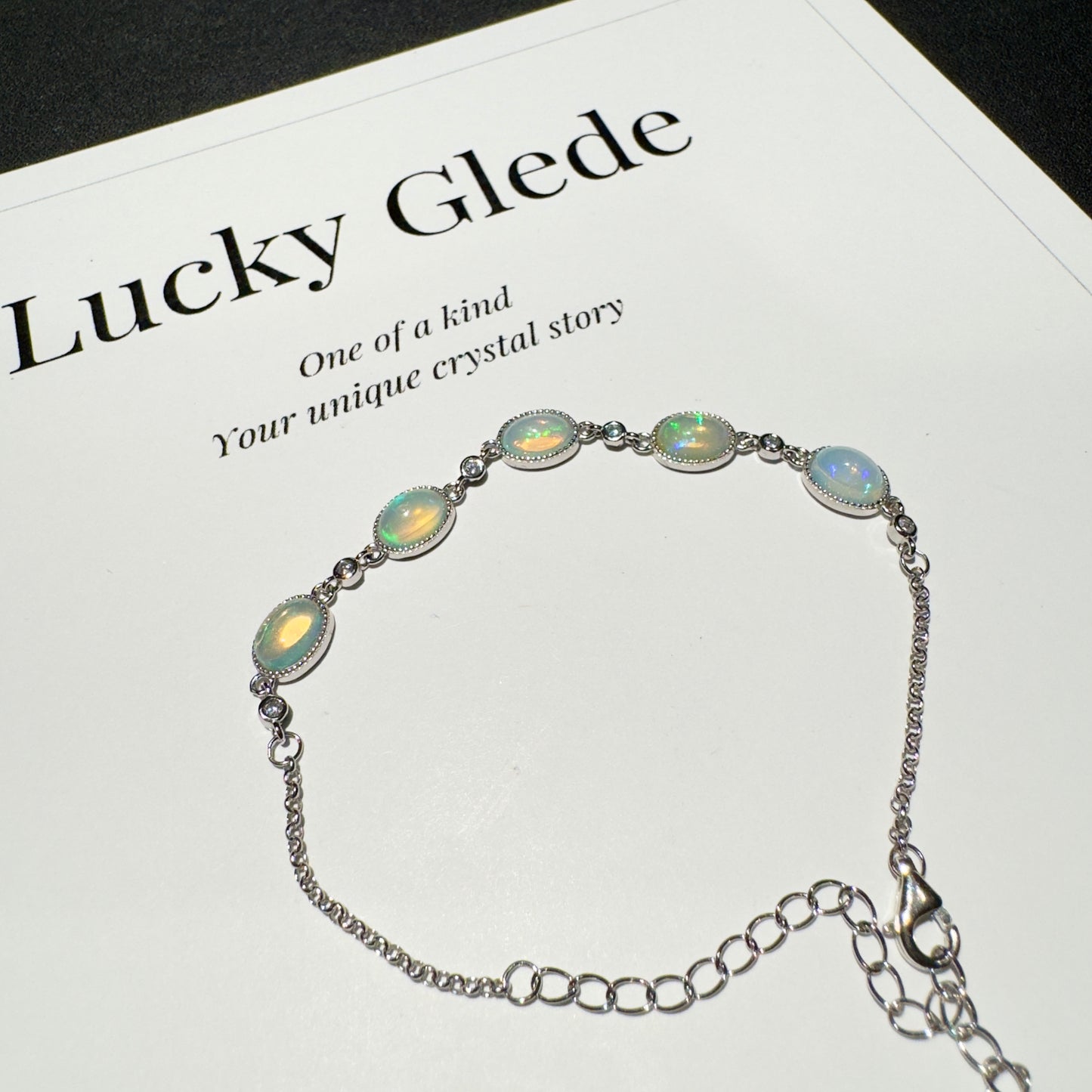 Rainbow Egg: Natural Opal Stone Silver Bracelet