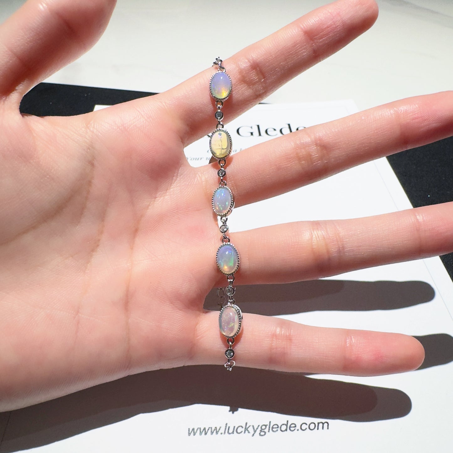 Rainbow Egg: Natural Opal Stone Silver Bracelet